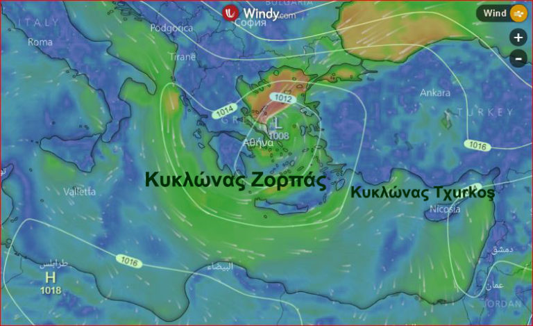 Κυκλώνας  Zορπάς και Tχurkoş στις ακτές του Κορμακίτη