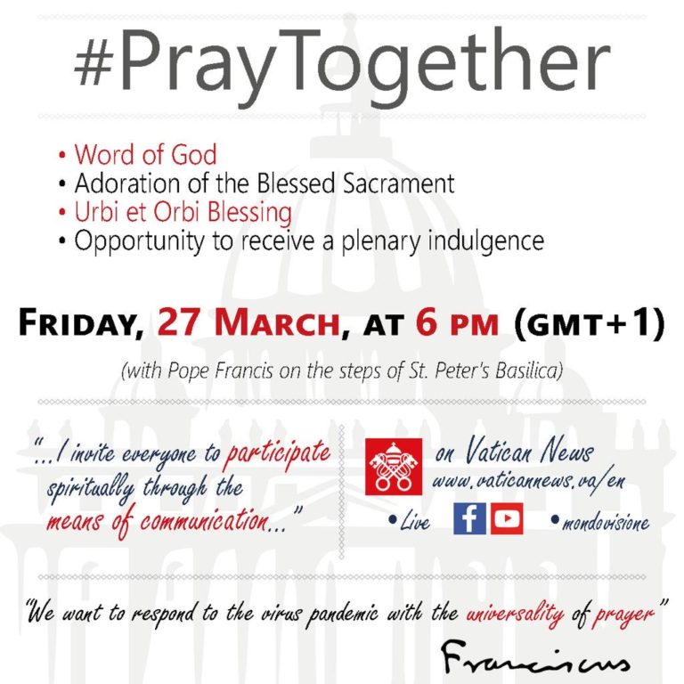 Έκτακτη Αποστολική ευλογία “Urbi et Orbi” (Προς την Πόλη και την Οικουμένη) 27/3/2020